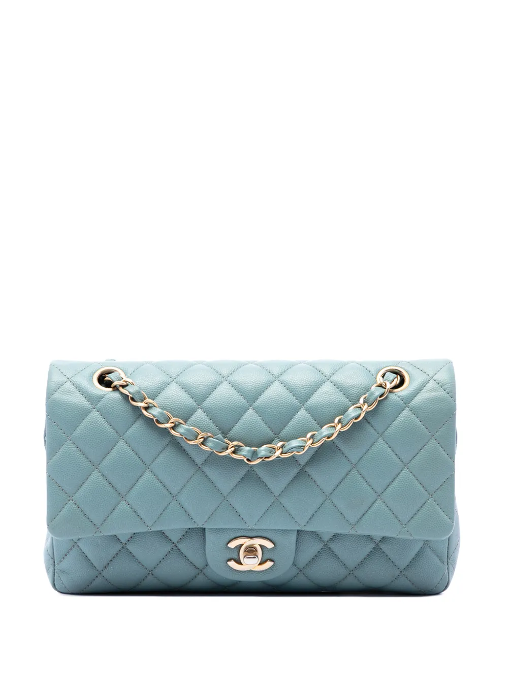 CHANEL Pre-Owned 2018 Medium Classic Iridescent Caviar Double Flap shoulder bag - Blau