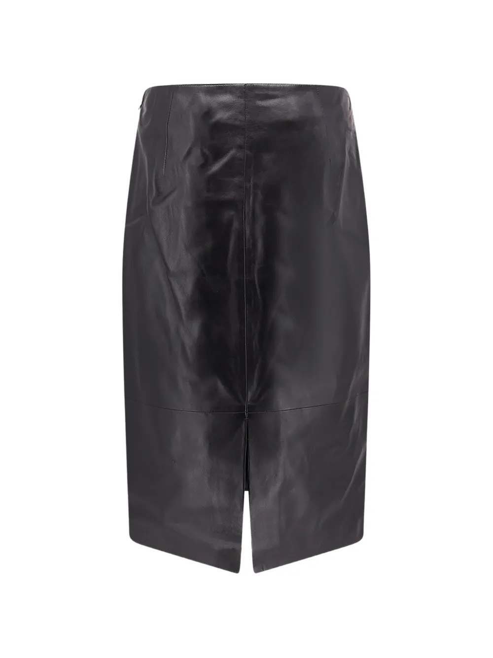 Arma Nathaly leather midi straight skirt Zwart