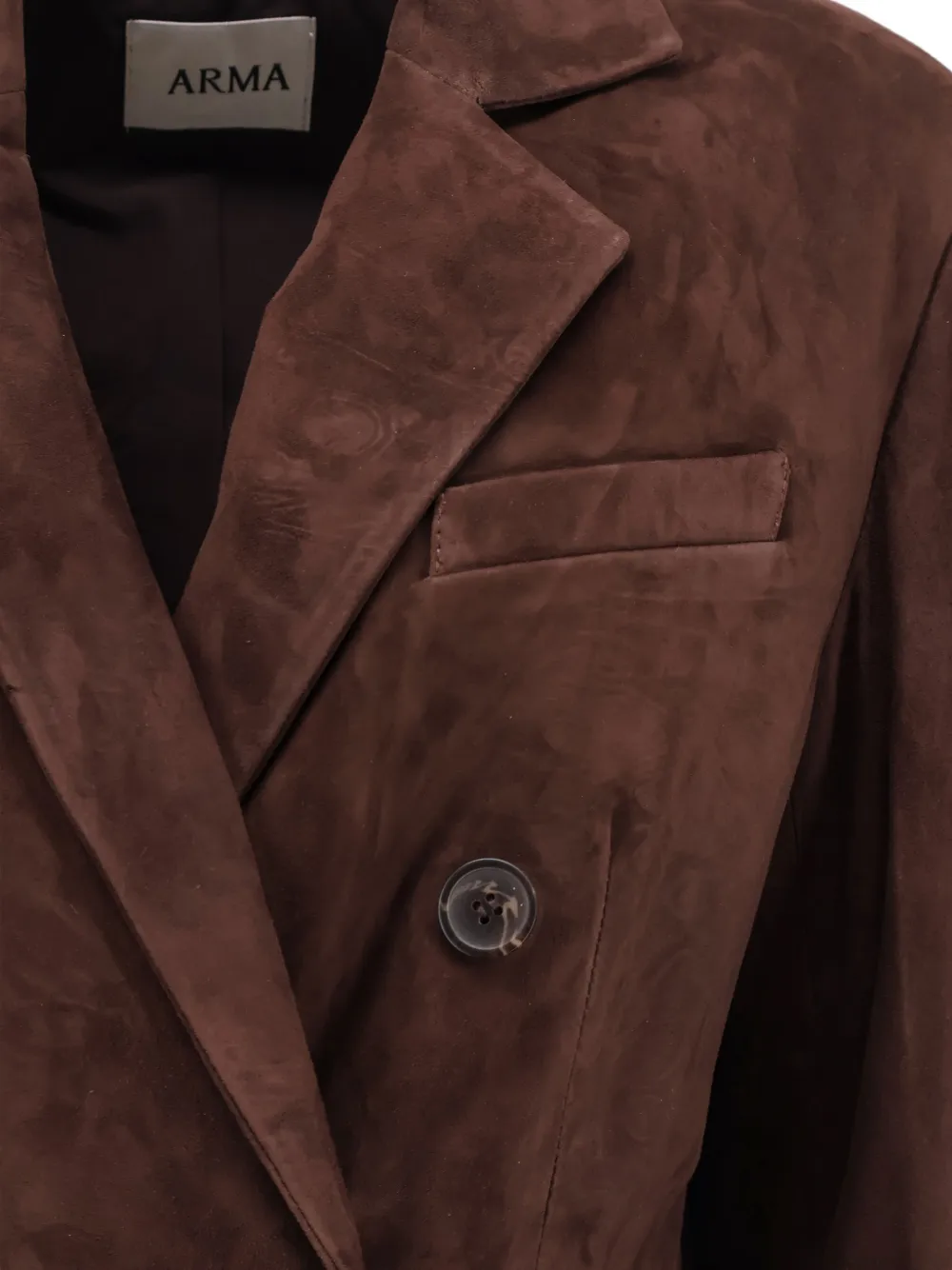 Arma Safia double-breasted suede blazer Bruin
