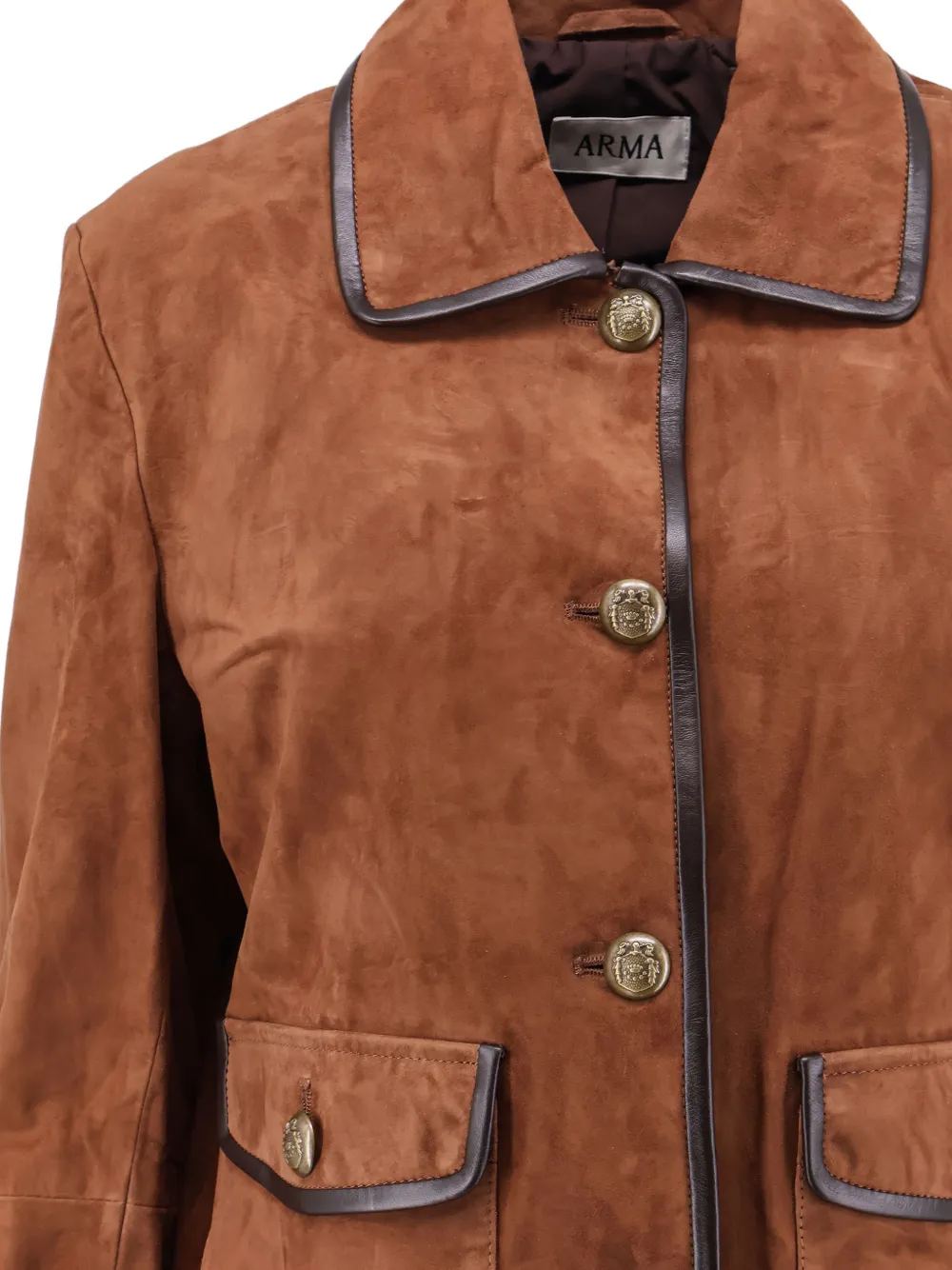 Arma Yasmine leather-trim suede jacket Bruin