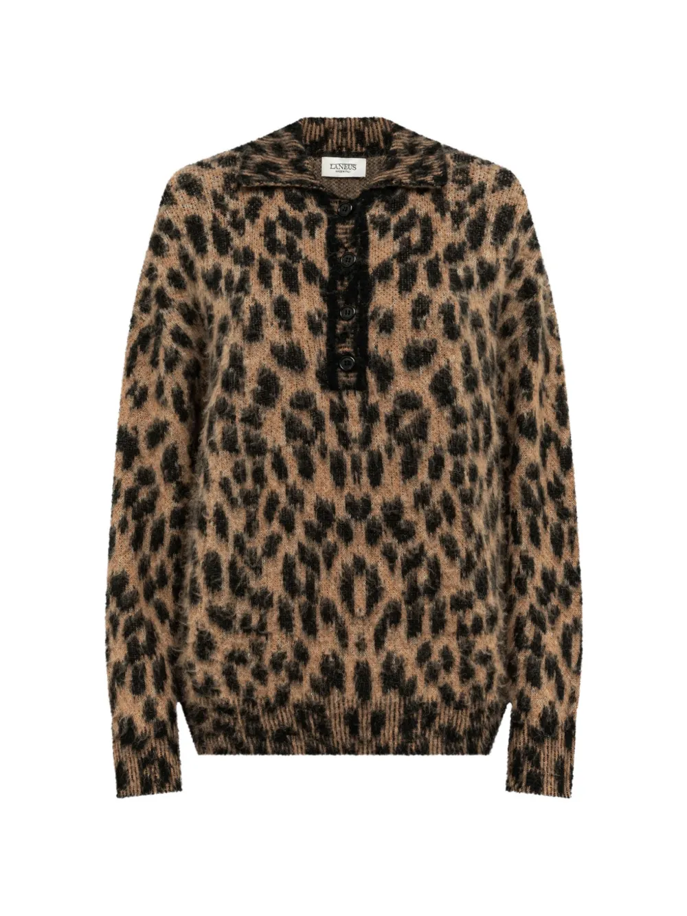 Laneus leopard-print knitted sweater - Braun
