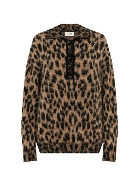 Laneus suéter con motivo de leopardo en jacquard