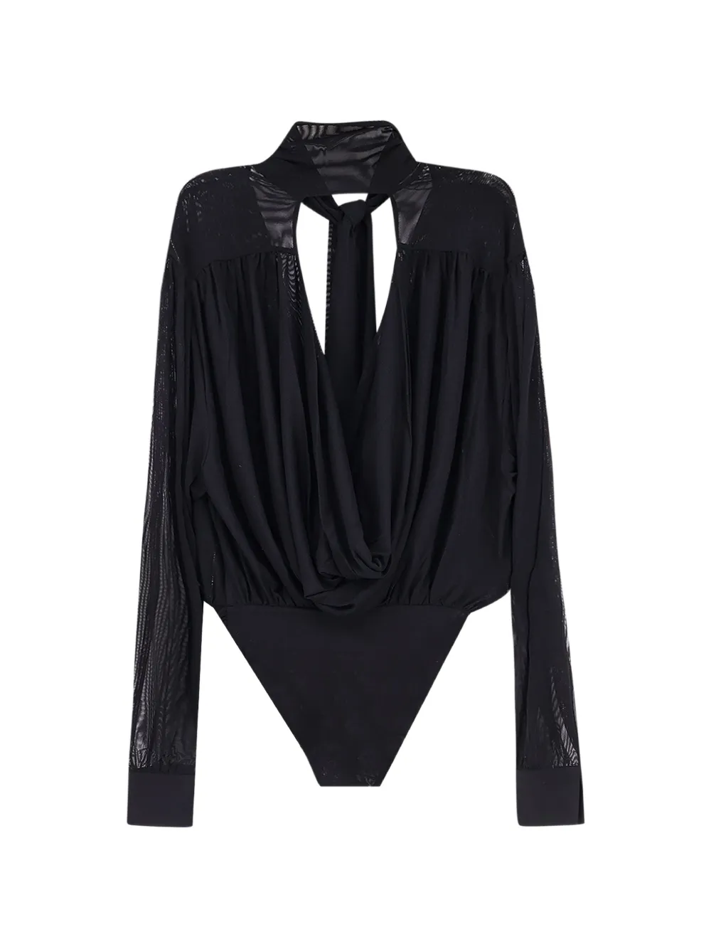 Amazuìn Keila draped tulle bodysuit Zwart