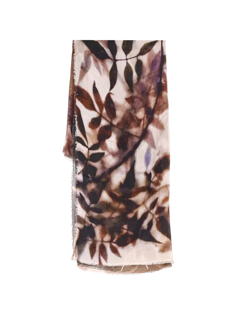 Faliero Sarti Dafne leaf-print glitter scarf Beige