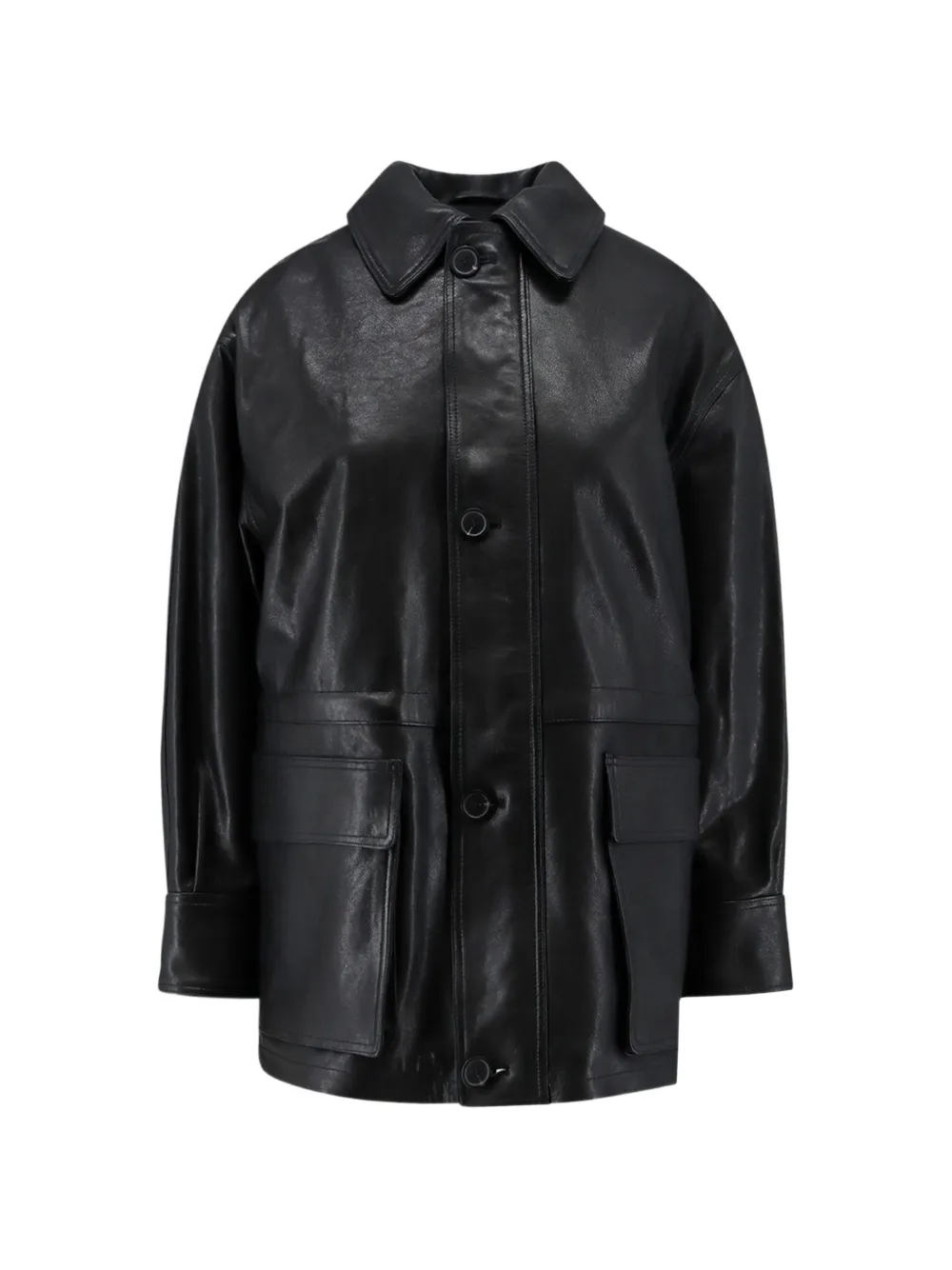 Arma Maeve button-up leather jacket Zwart