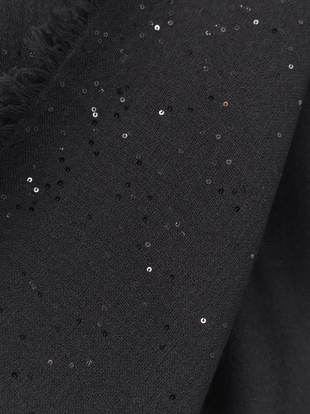 Faliero Sarti sequin-embellished frayed scarf Zwart