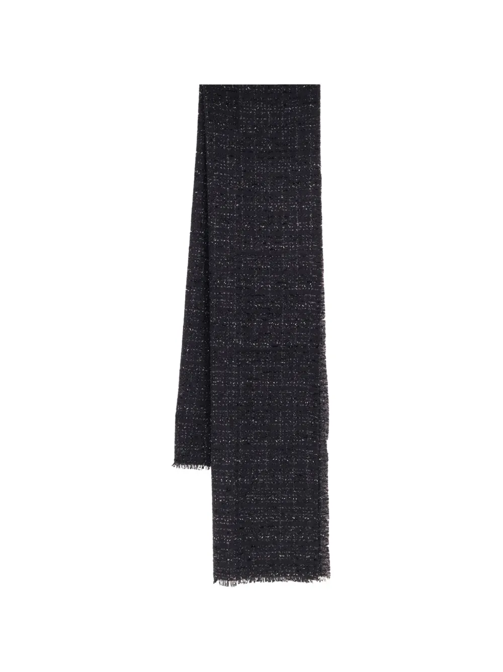 Faliero Sarti lurex-effect fringed scarf Blauw