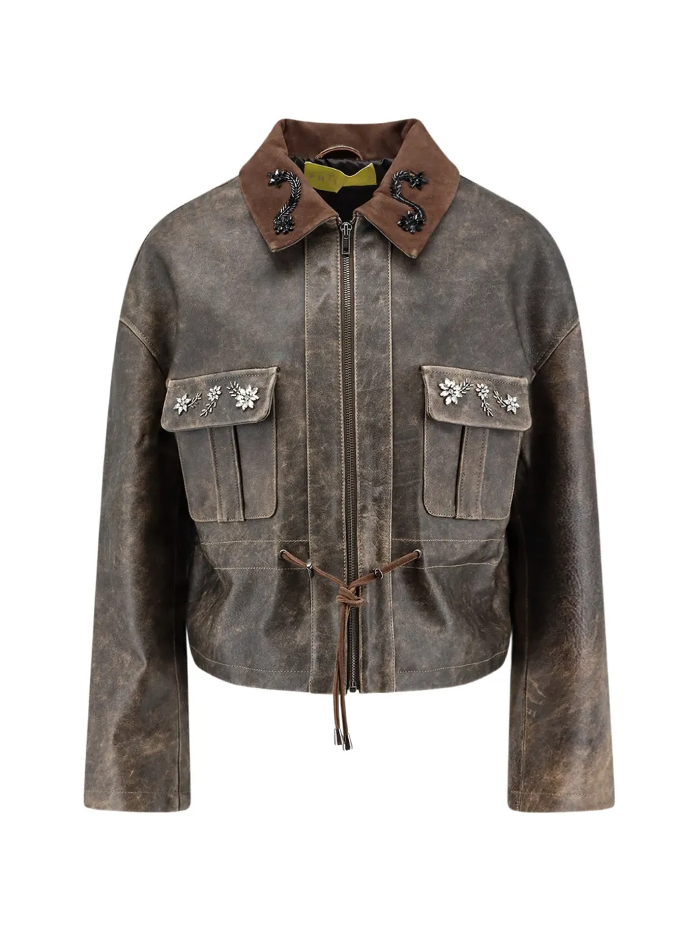 PHILIPPA 1970 rhinestone-embellished leather jacket - Braun