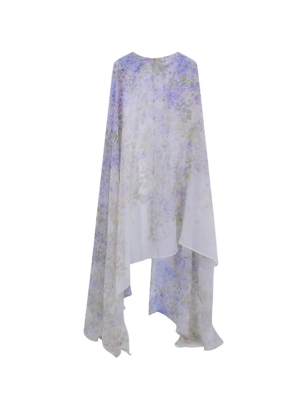 Faliero Sarti Mariposa floral-print silk cape Paars