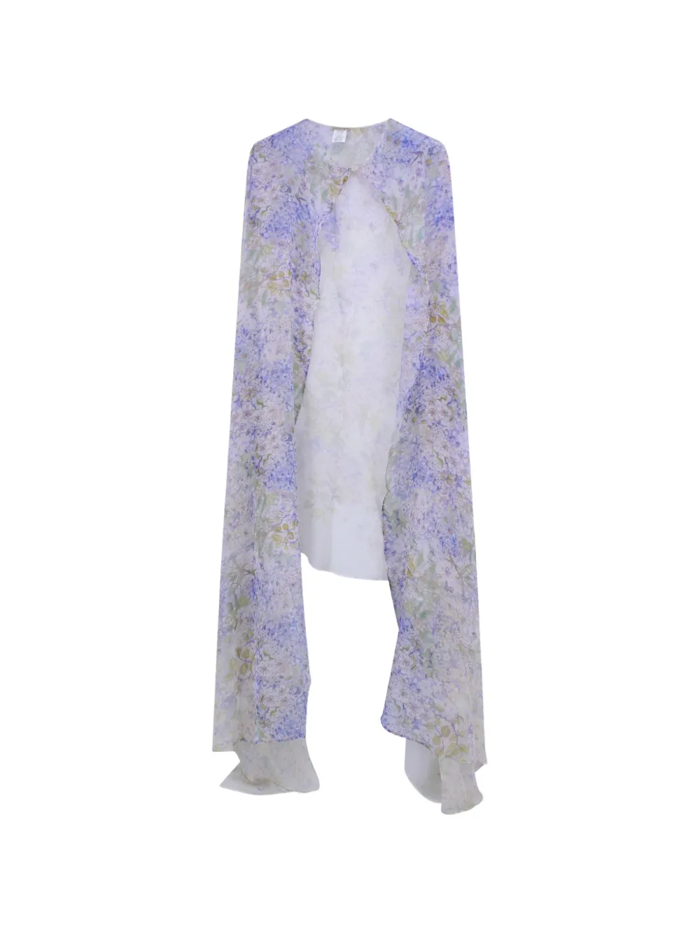 Faliero Sarti Mariposa floral-print silk cape Paars