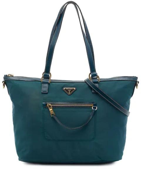 Prada Pre-Owned 2013-2026 Saffiano Trimmed Tessuto Front Zip Convertible Tote satchel