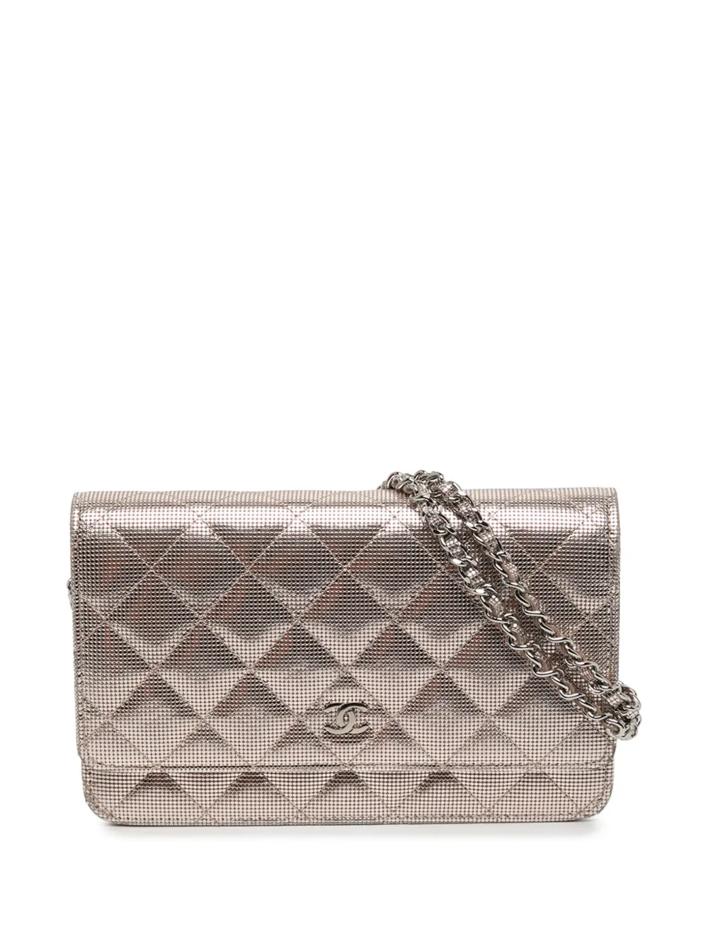 CHANEL Pre-Owned 2015-2016 CC Quilted Metallic Calfskin Pixel Effect Wallet On Chain crossbody bag - Rosa