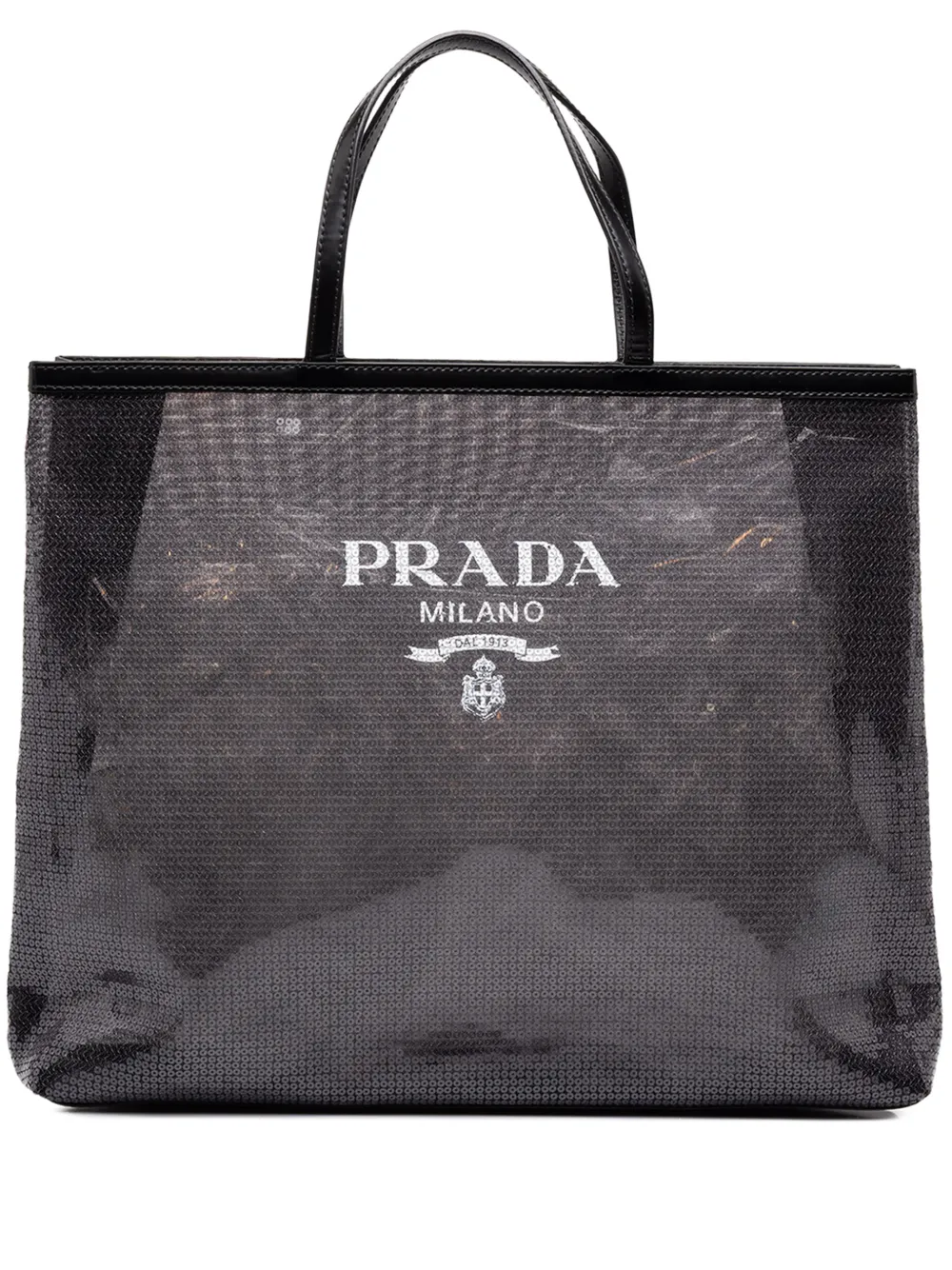 Prada Pre-Owned 2000-2026 Large Sequined Mesh Logo tote bag - Black