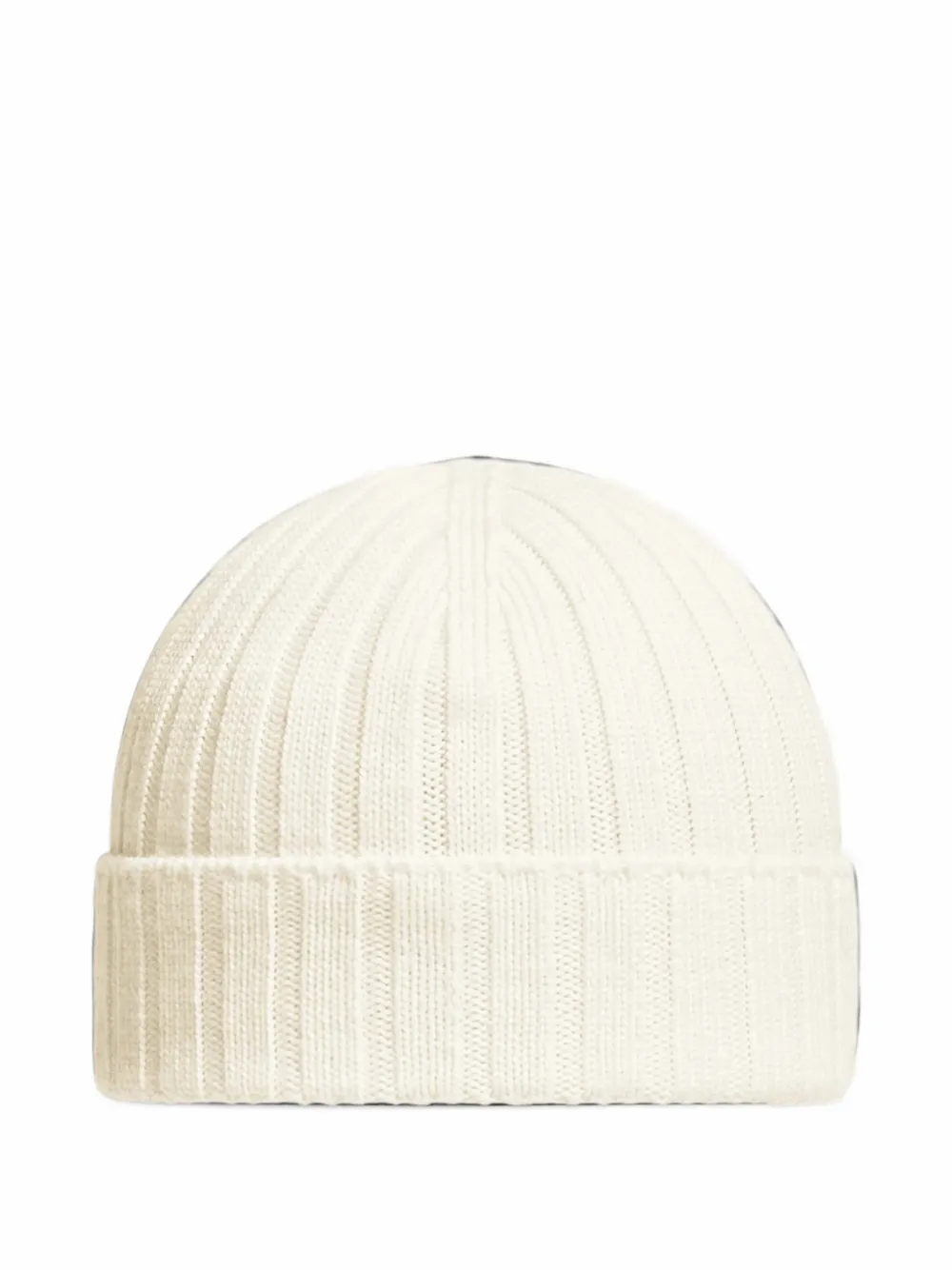 Moncler Enfant ribbed-knit logo-patch beanie hat Beige