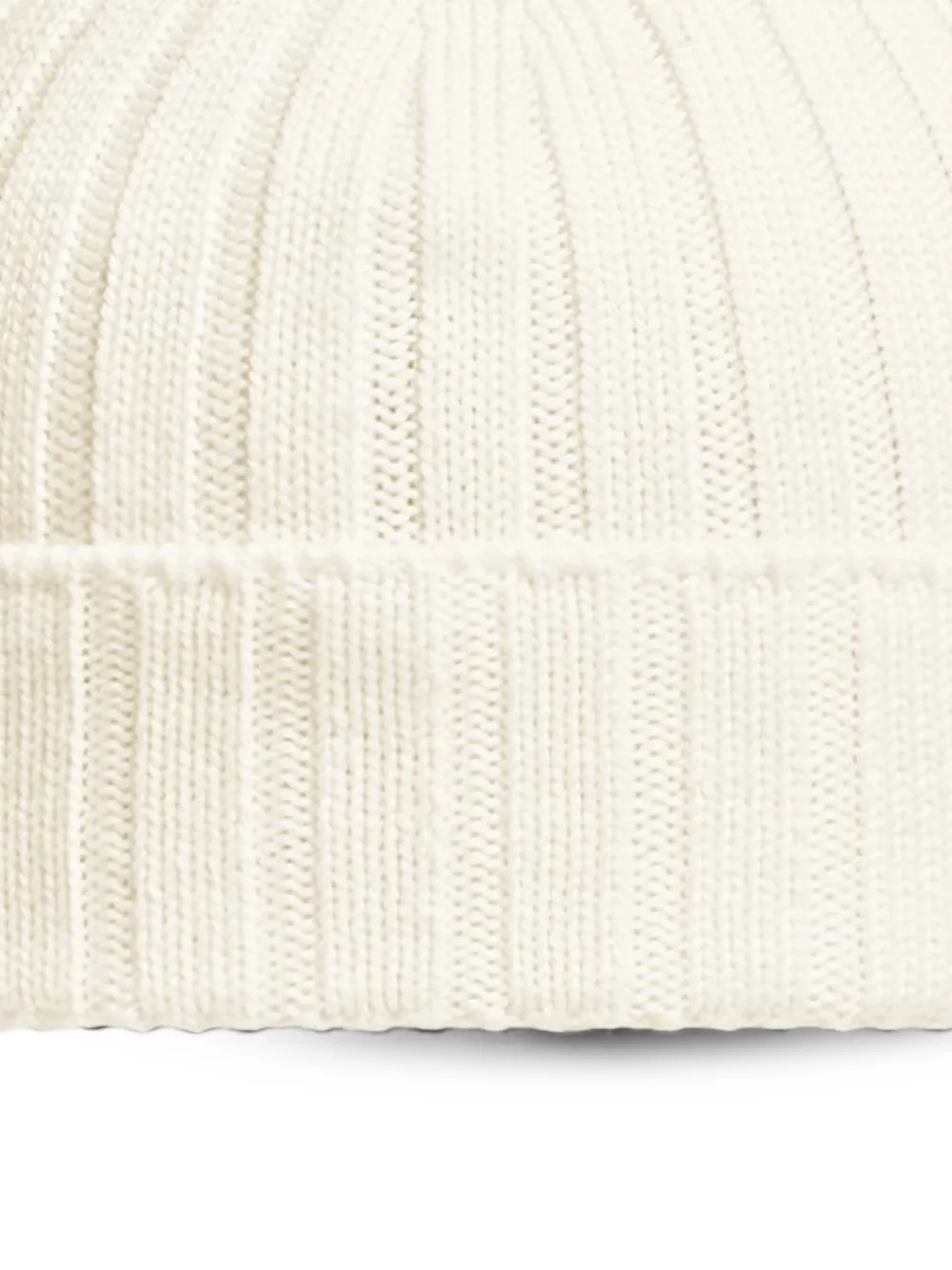 Moncler Enfant ribbed-knit logo-patch beanie hat Beige