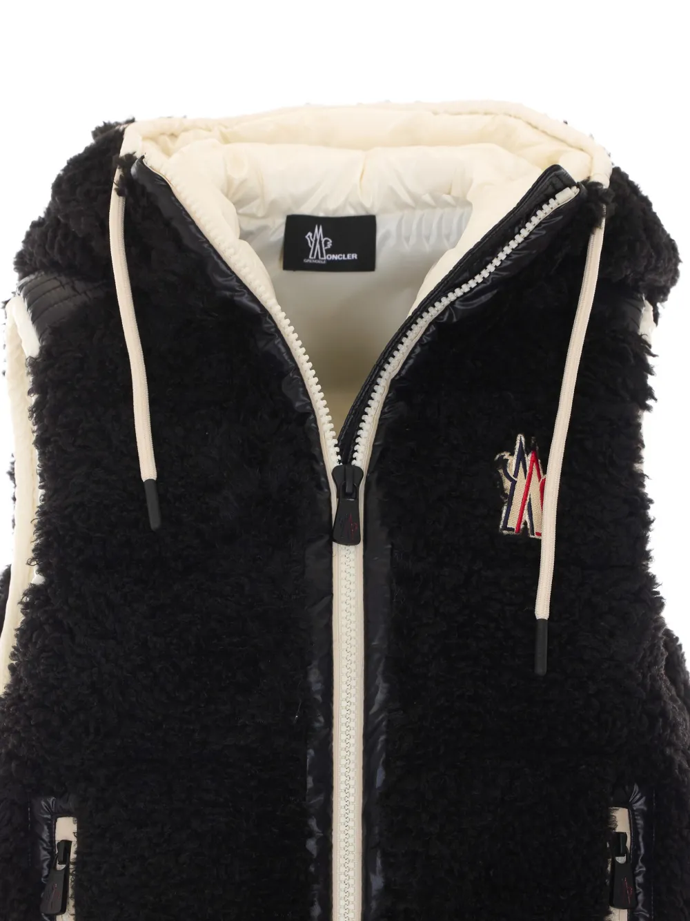 Moncler Teddy hoded insulated gilet Zwart