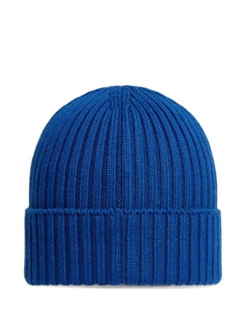 Moncler Enfant logo-patch ribbed-knit beanie hat