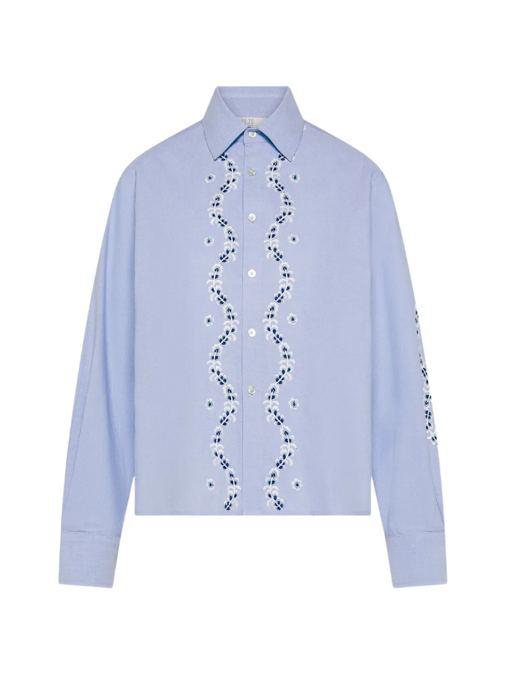 Seventy floral-embroidered oxford shirt - Blau