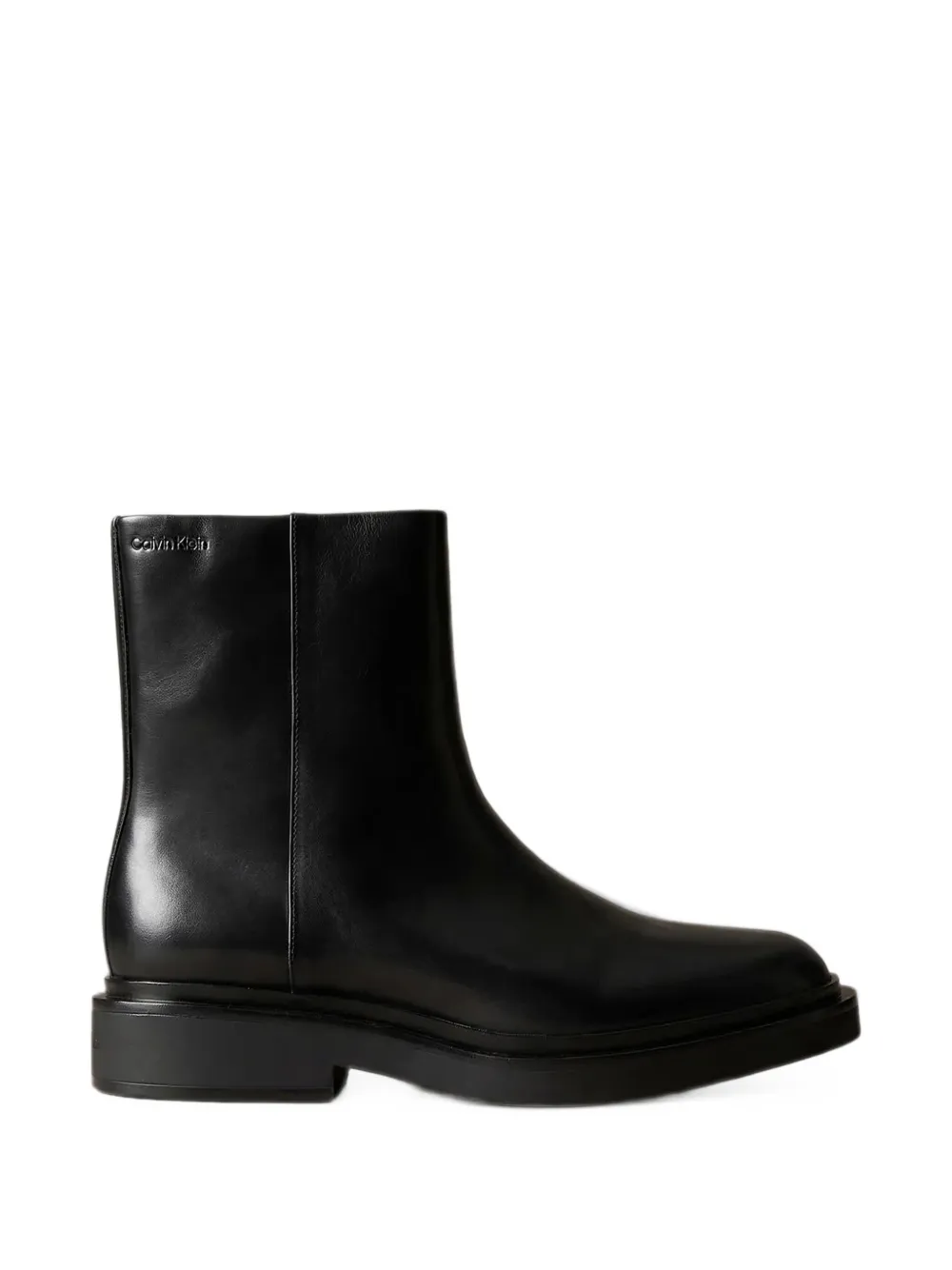 Calvin Klein logo-plaque leather ankle boots - Nero