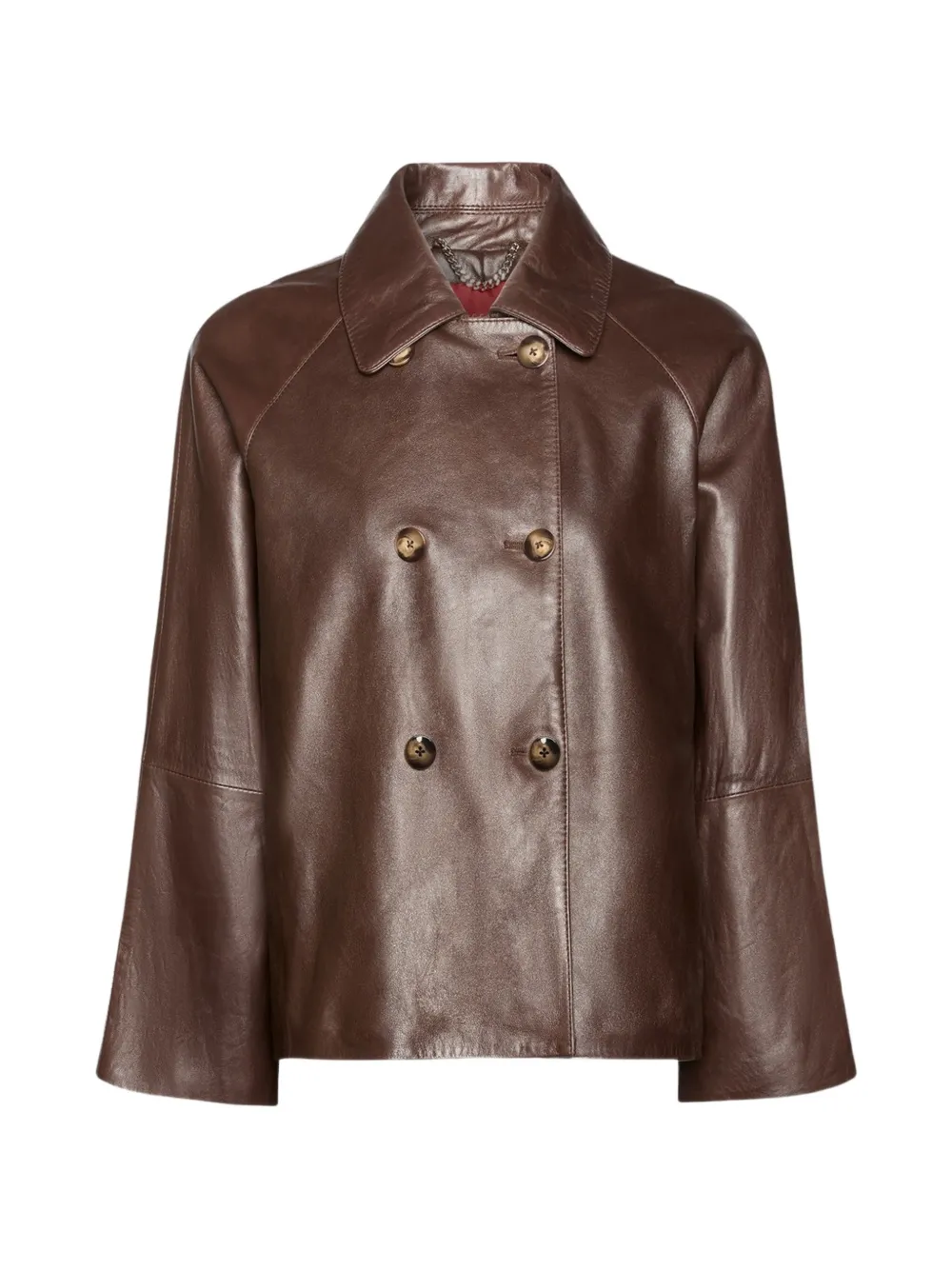 ELENA MIRÒ double-breasted leather jacket - Braun