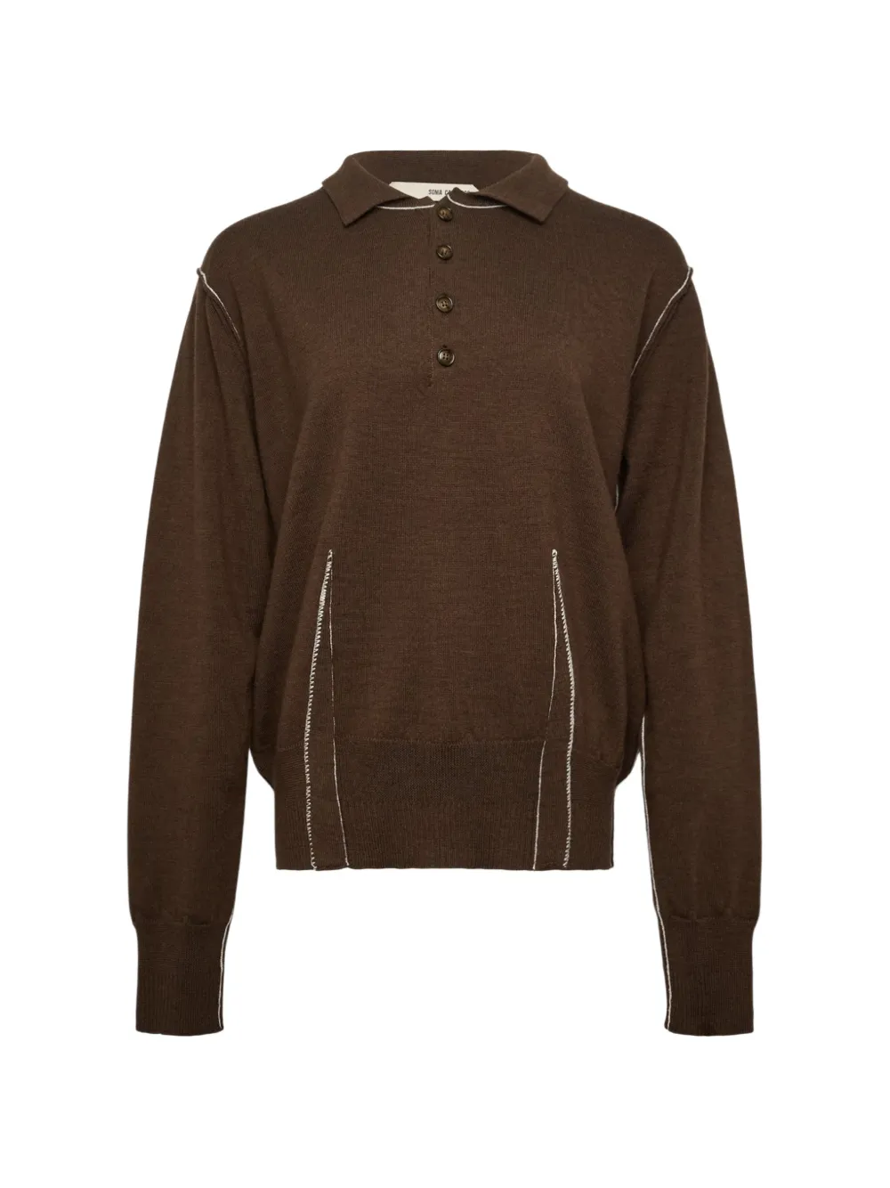 SONIA CARRASCO contrast-stitch polo sweater - Marrone