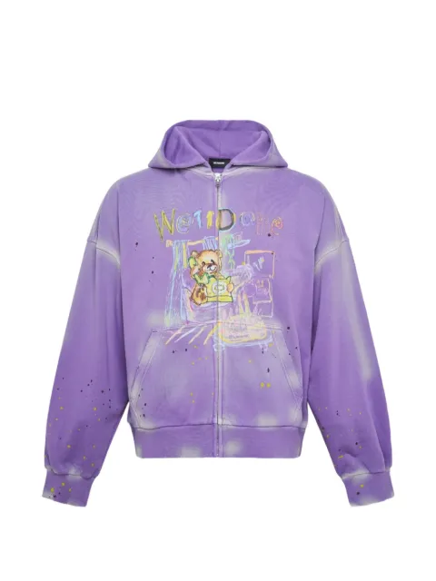 We11done graphic-print zip-up hoodie