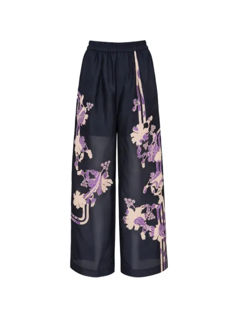 Biyan floral-print silk organza trousers