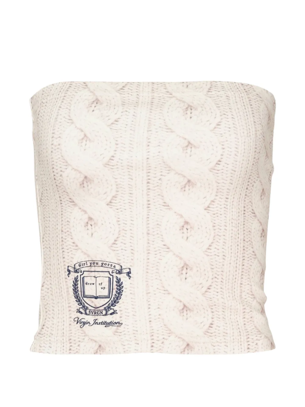 SULTRY VIRGIN Alumna cable-knit print tube top - Toni neutri