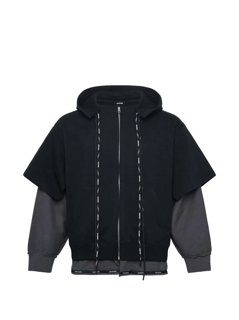 We11done layered double-string hoodie Zwart