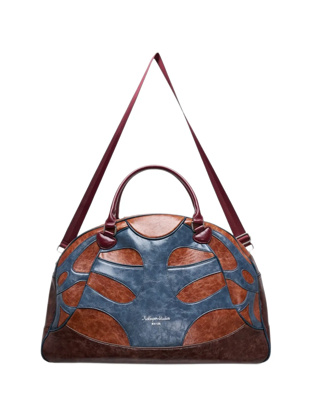 KidSuper panelled leather bowling bag - Marrone