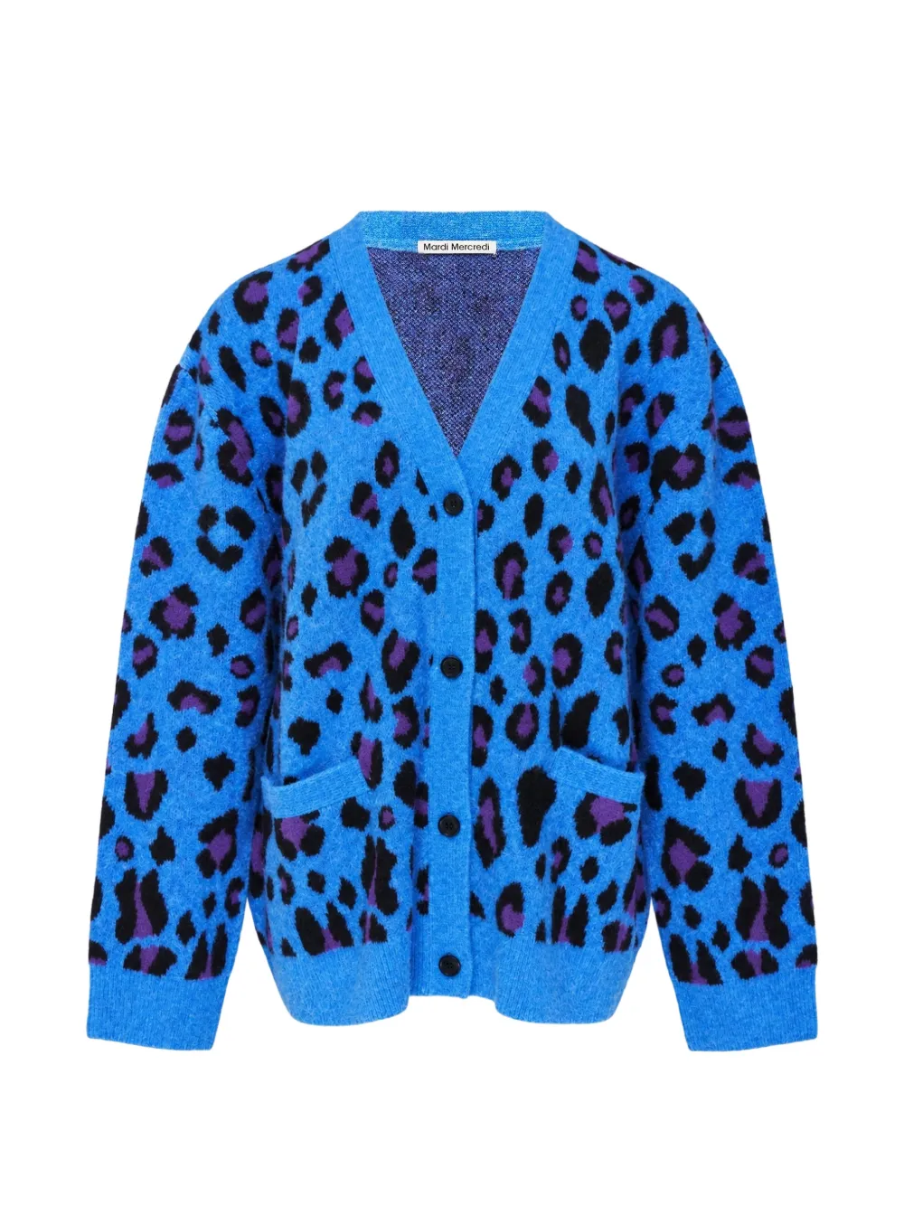 Mardi Mercredi leopard-print hairy cardigan - Blu