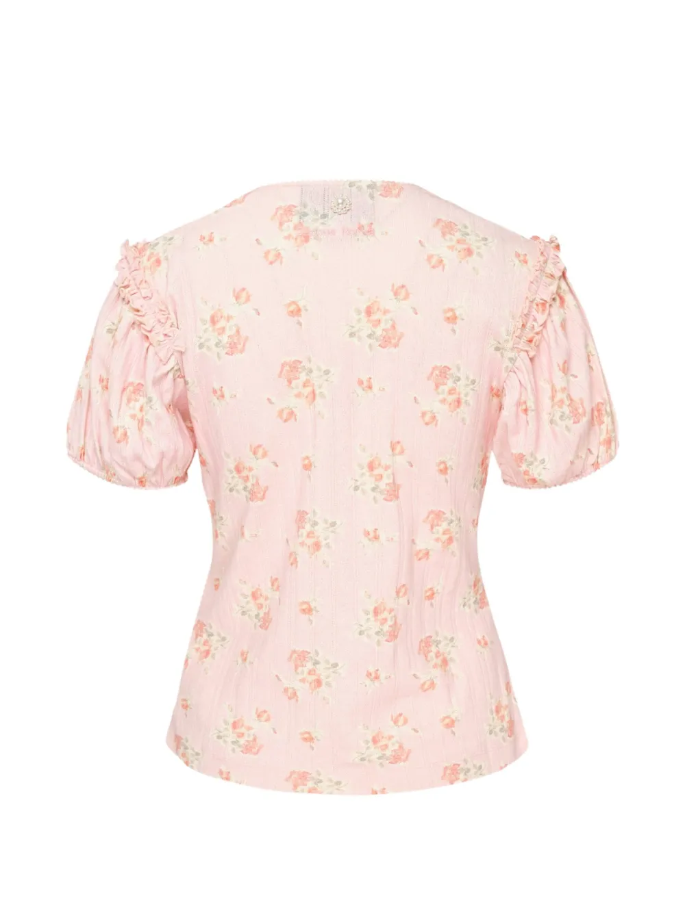 Simone Rocha pointelle-knit floral-print cardigan Roze