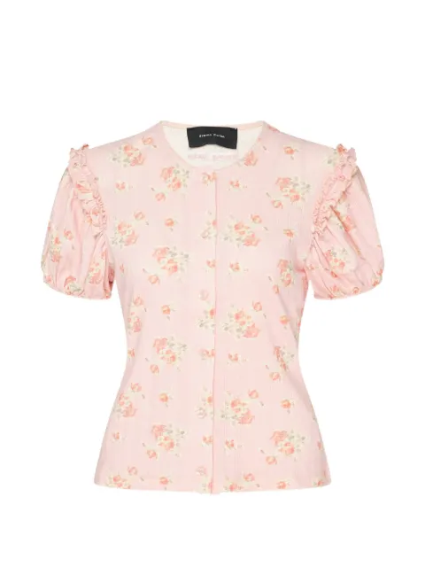 Simone Rocha pointelle-knit floral-print cardigan