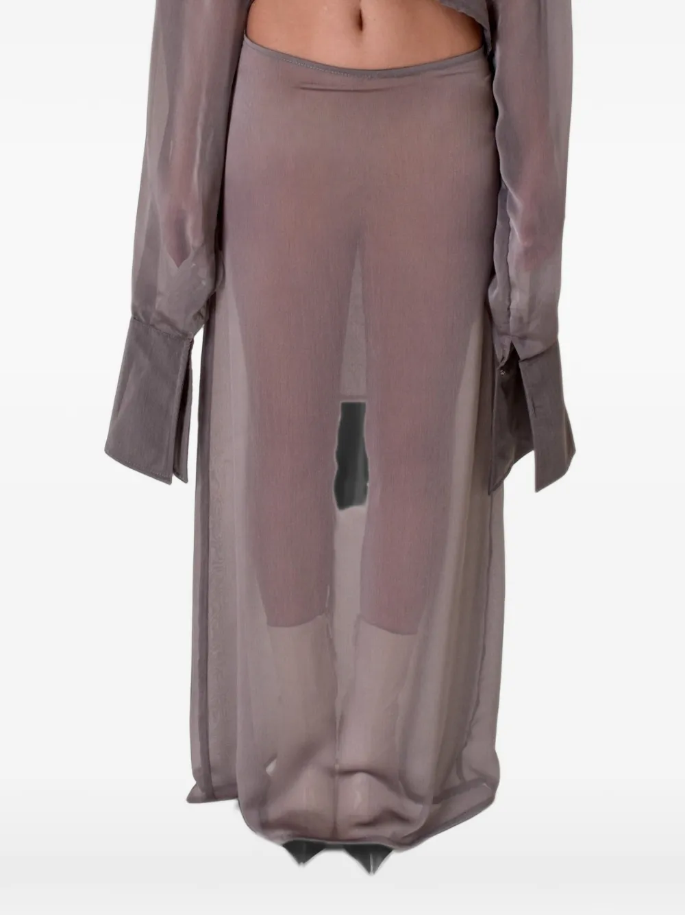 TANIA ORELLANA Gonna lunga Oriental in chiffon dal taglio dritto - Argento