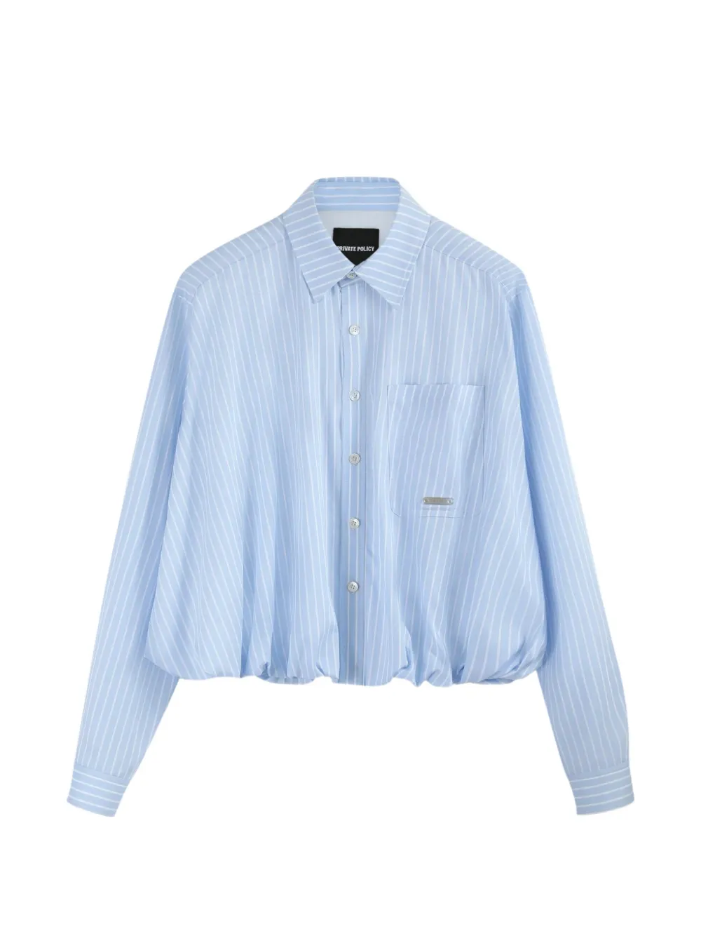 Private Policy bubble-hem cropped stripe shirt - Blu