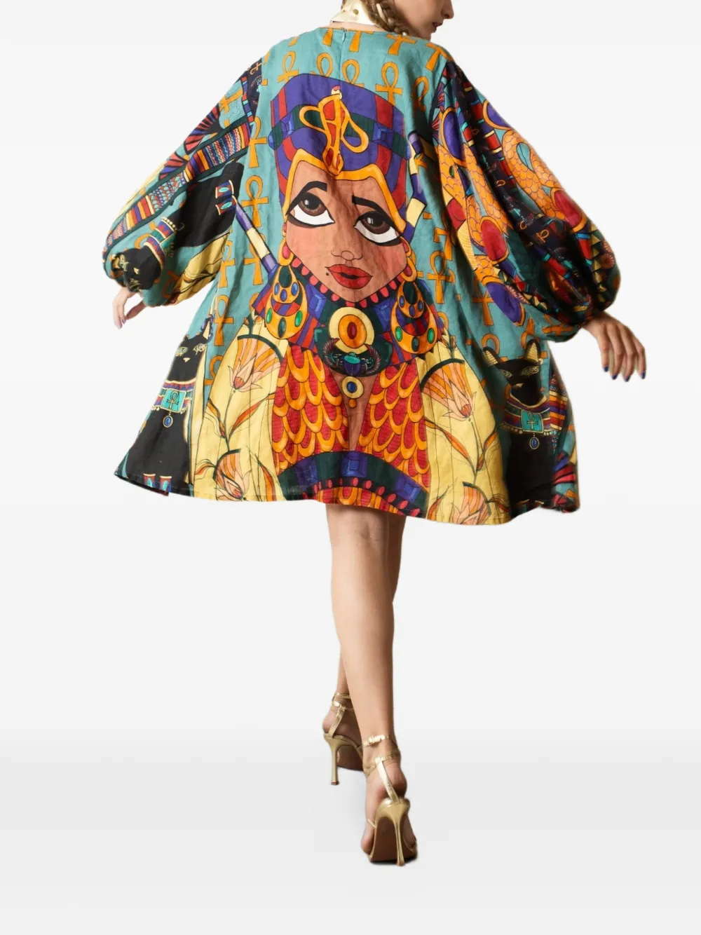 a.nty story Lady Ladia mini-jurk met A-lijn en ballonmouwen Blauw