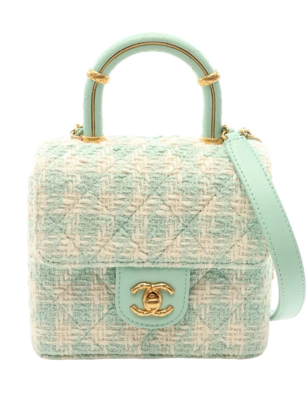 CHANEL Pre-Owned 2021-2026 Quilted Tweed Crush Top Handle Bag satchel - Blau
