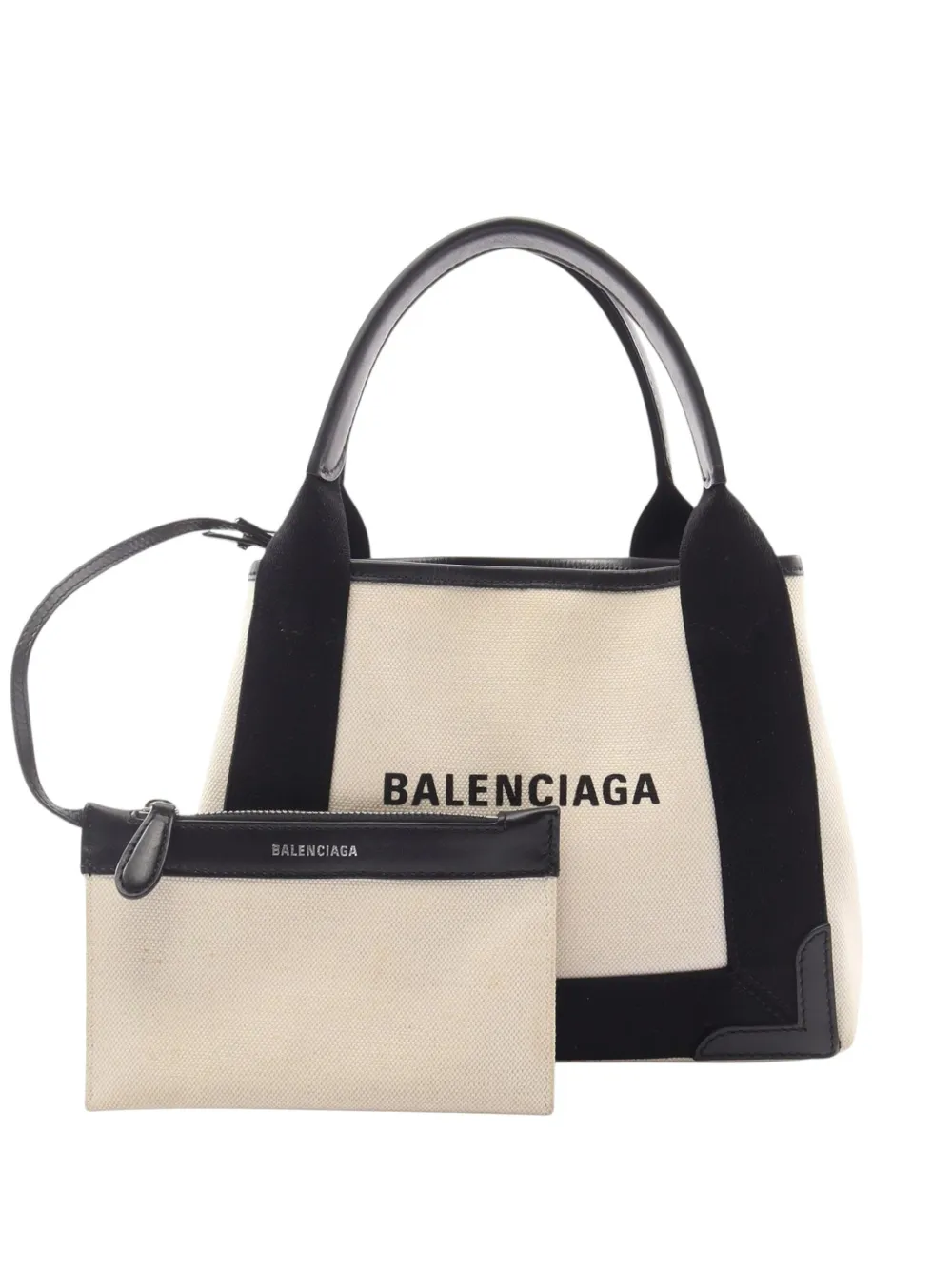 Balenciaga Pre-Owned 2012-2026 Canvas Navy Cabas XS satchel - Braun