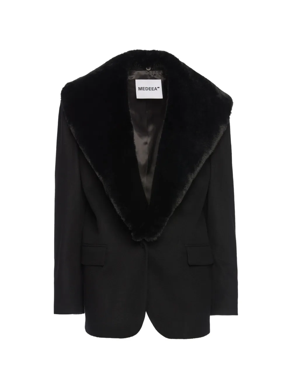 MEDEEA faux-fur collar coat - Black