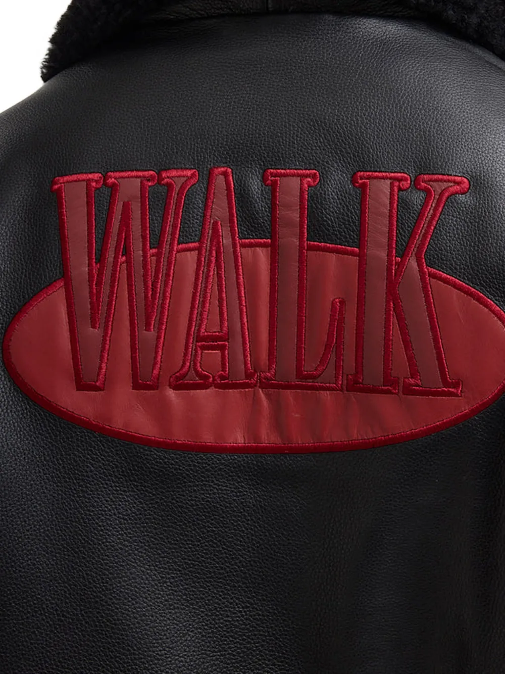 WALK IN PARIS logo-embroidered leather jacket Zwart