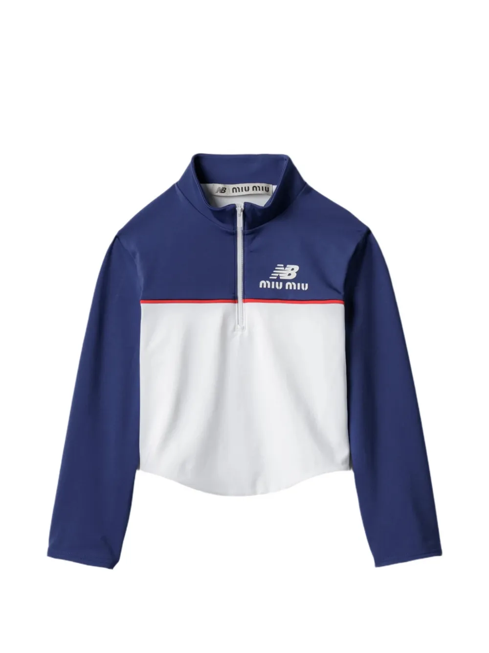 Miu x New Balance logo-print long-sleeves T-shirt Blauw