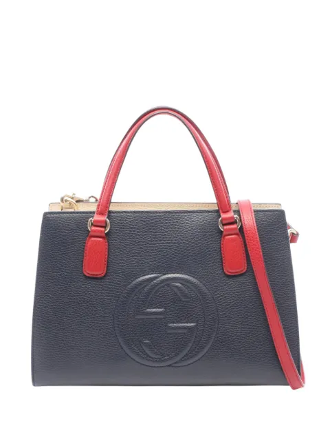 Gucci Pre-Owned 2016-2026 Medium Tricolor Pebbled Calfskin Soho Convertible Top Handle Bag satchel