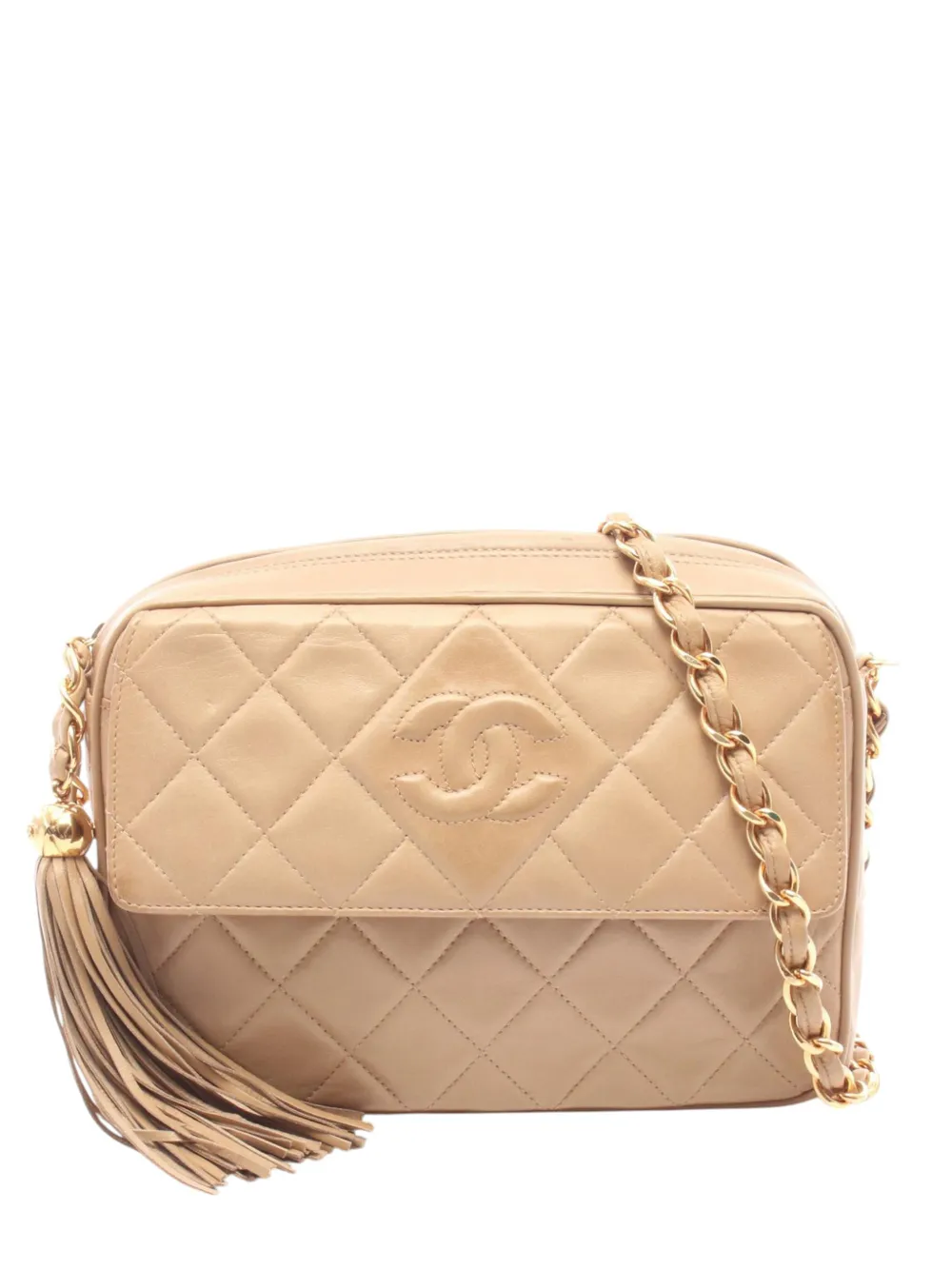 CHANEL Pre-Owned 1994-1996 CC Tassel Quilted Lambskin crossbody bag - Nude
