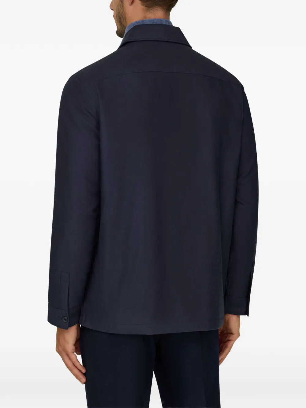 Boggi Milano overshirt padded in cotton tencel Blauw