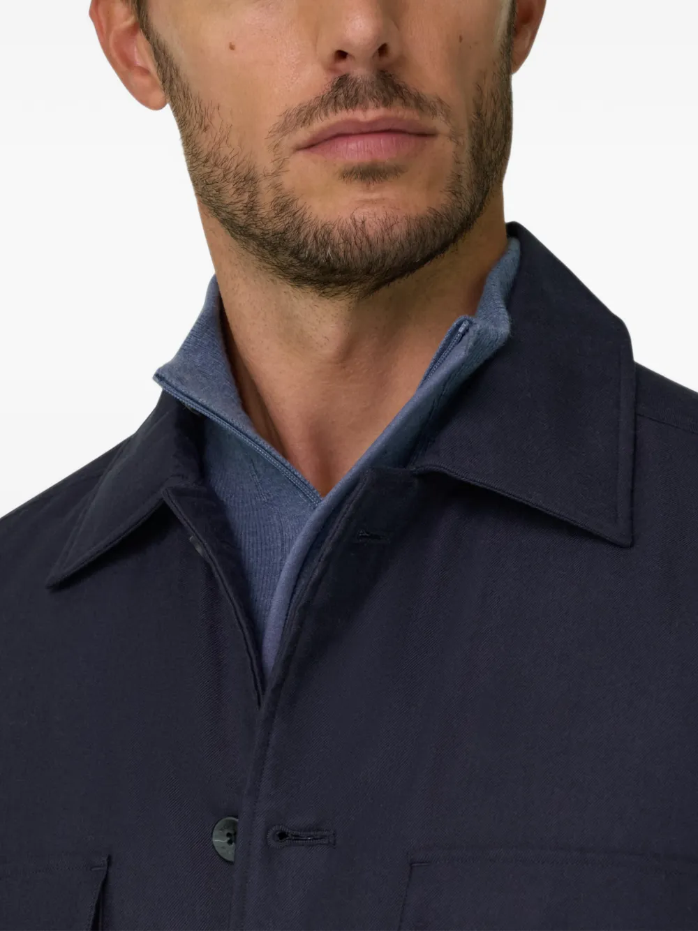 Boggi Milano overshirt padded in cotton tencel Blauw