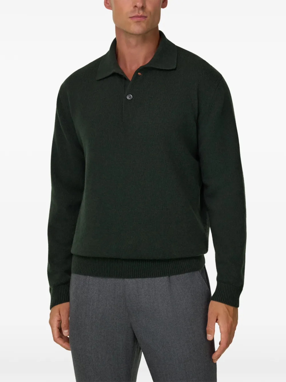 Boggi Milano knitted polo shirt in cashmere blend Groen