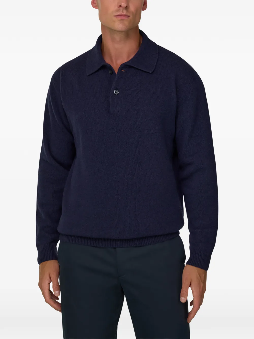 Boggi Milano knitted polo shirt in cashmere blend Blauw