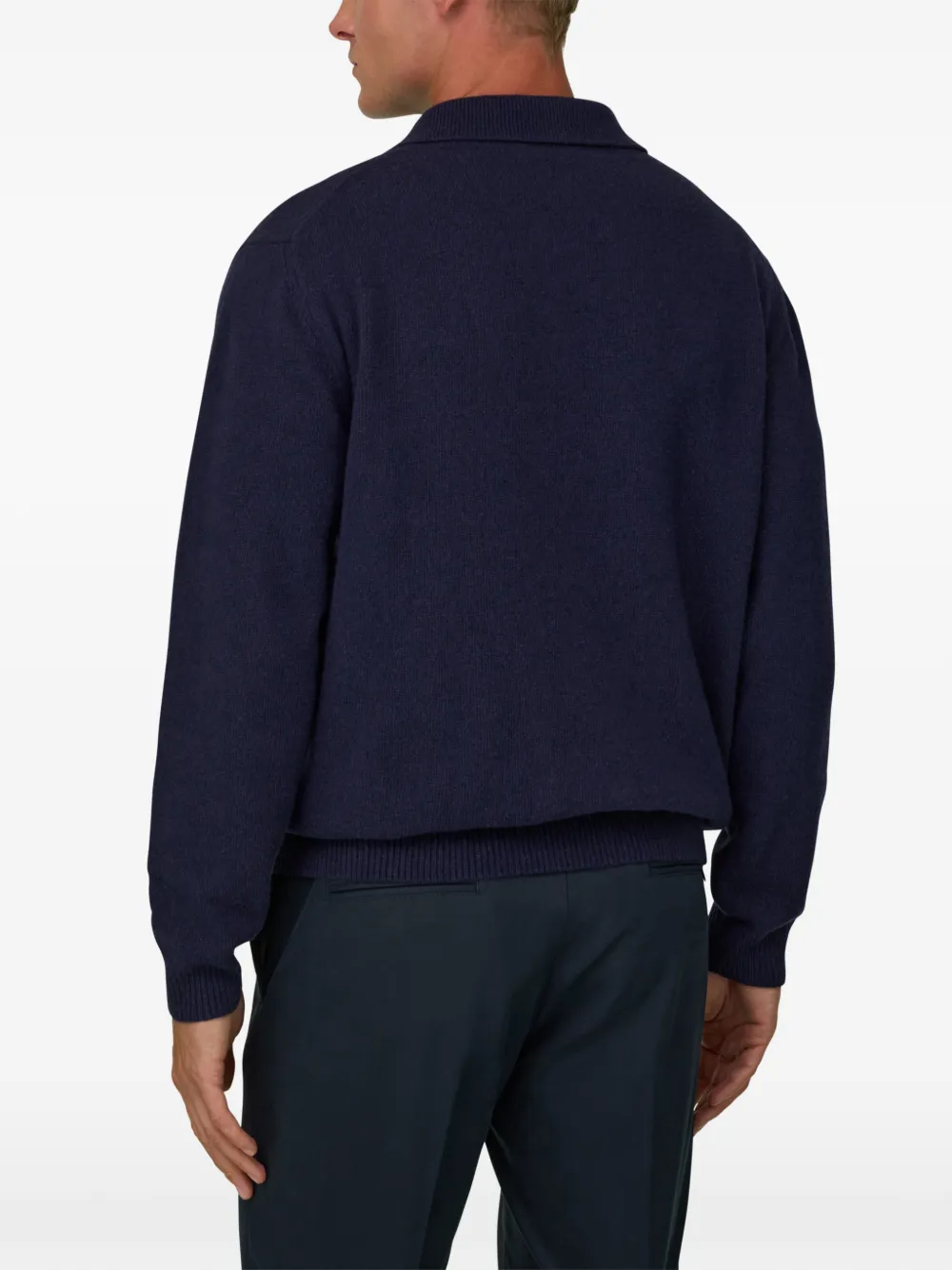 Boggi Milano knitted polo shirt in cashmere blend Blauw