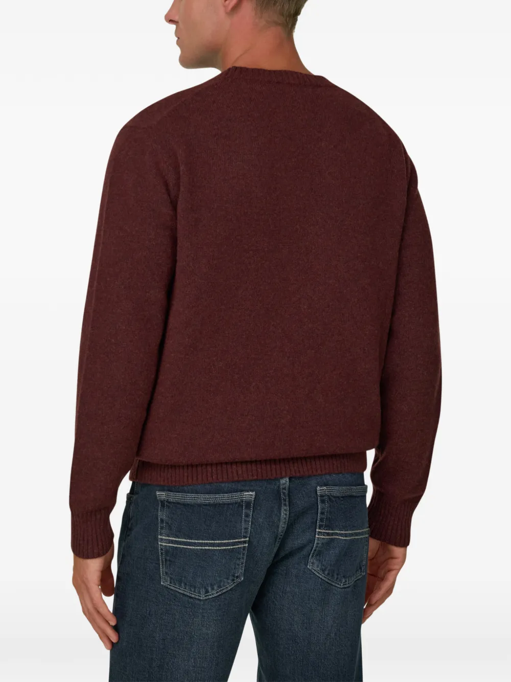 Boggi Milano crew neck jumper in wool blend Rood