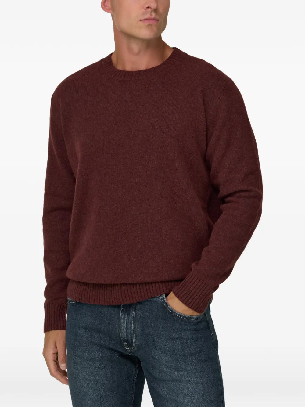 Boggi Milano crew neck jumper in wool blend Rood